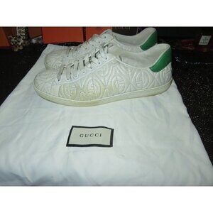 Gucci Ace Quilted G Rhombus White Matelassé Leather Fat Sneakers 7 men's 9 women